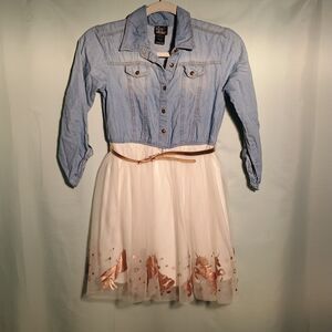 Girls Unicorn Tulle Dress with Denim Top – Cute Party & Casual Outfit